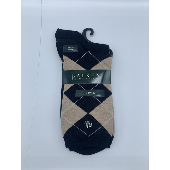 New VNT 2 Pack LAUREN by Polo RALPH LAUREN Women's Knit Trouser Sock Argyle - Picture 1 of 3